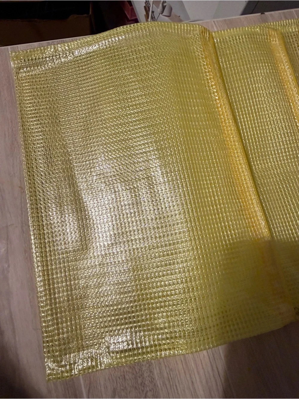 Yellow Mesh Zipper Pouches - Set of 4